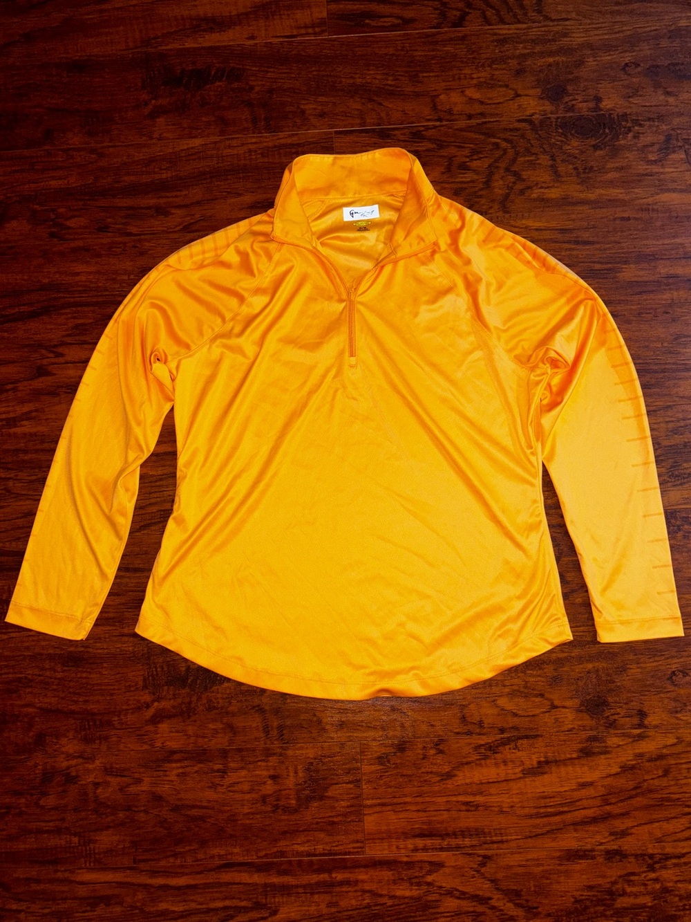 Greg Norman Play Dry Long-Sleeve Quarter-Zip Golf Shirt Neon Orange Active Top